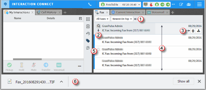 Interaction Connect - Use the Fax View